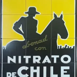 Reproducción cerámica sobre azulejos del famoso mural de Nitrato de Chile en tamaño de 45x60 cms.